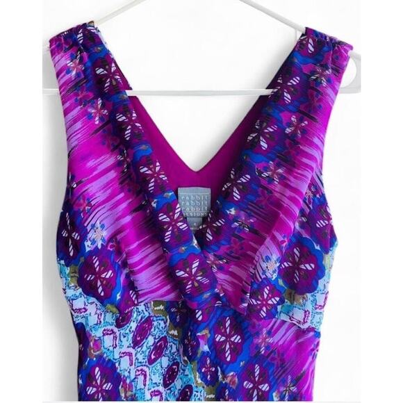 Boho Purple Multicolored Tie Dye Design Flowy Midi dress size 8 - Picture 4 of 6